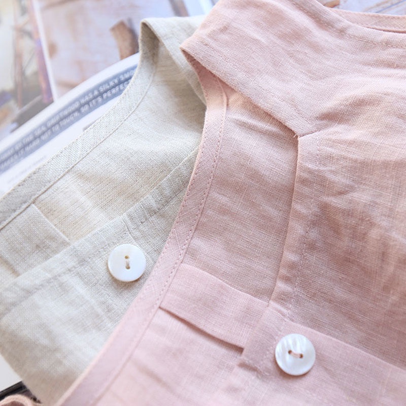 Áo Thun Sát Nách 100% Cotton Nguyên Chất Dáng Rộng Cài Nút Thời Trang Mùa Hè Cho Nữ