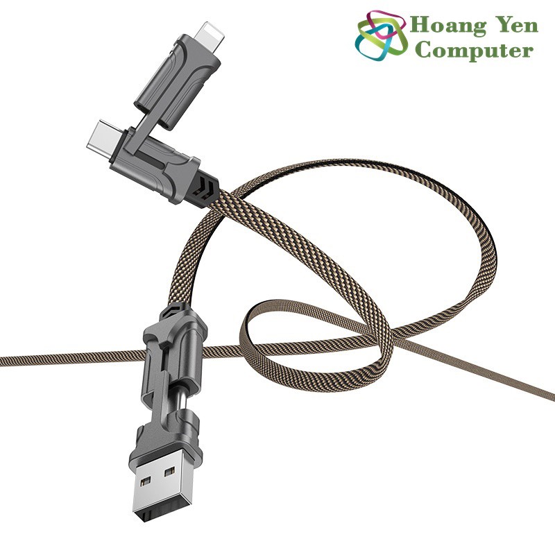 Cáp Sạc Đa Năng 4 IN 1 Hoco S22, Sạc nhanh QC3.0 PD18W - BH 1 Năm Chính Hãng - Hoàng Yến Computer
