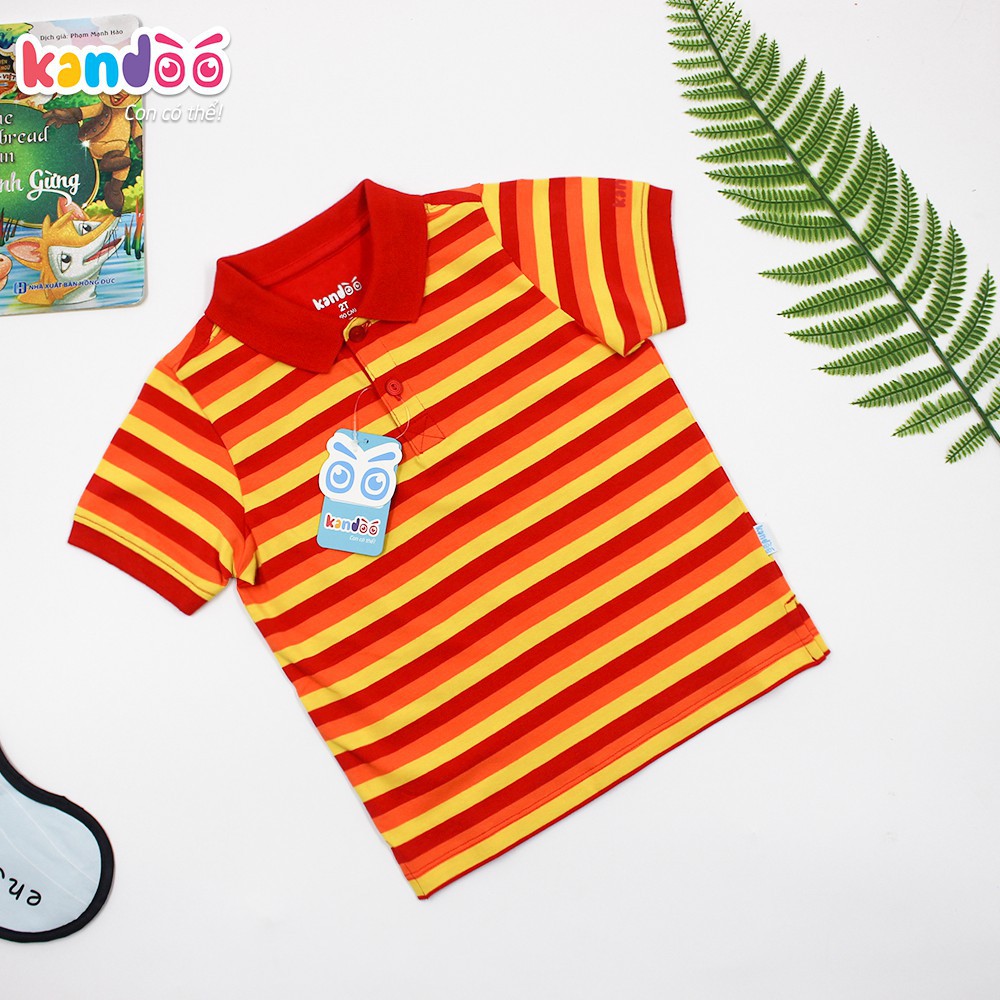 [gốc 245k] Áo Polo bé trai kandoo DBPS1714 kẻ cam, màu sắc tươi sáng, chất liệu cotton