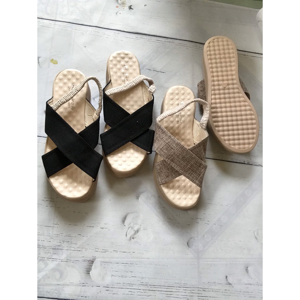 Sandal xuồng quai chéo nữ style Hàn Quốc siêu đẹp đi biển,dã ngoại phù hợp thời trang