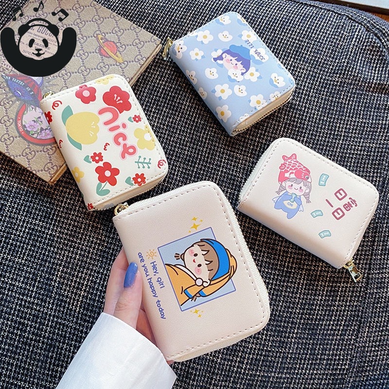 Ví Nữ Ngắn In Hình Hoạt Hình Dễ Thương Phong Cách Hàn Quốc