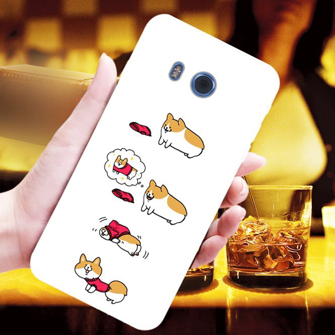 Ốp điện thoại bằng Silicon in hình vẽ chú chó dễ thương dành cho HTC M10/U Ultra/U11/X9/M9/Desire 12/12+