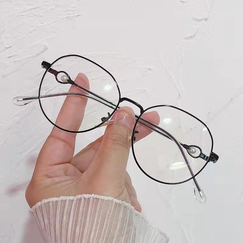 Kính giả cận thời trang nữ cao cấp phong cách Hàn Quốc trẻ trung năng động gọng kính đính hạt ngọc siêu xinh EMOJI 080