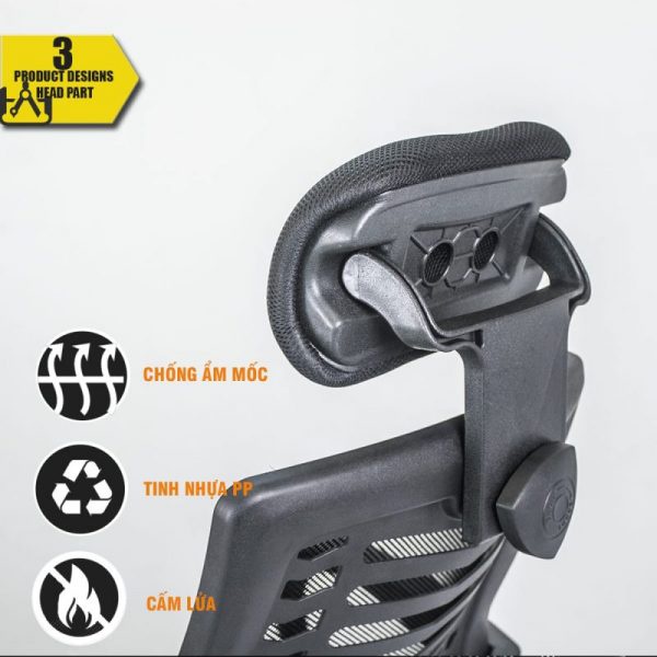 Ghế văn phòng xoay có tựa đầu  GX5003 ghế làm việc lưng lưới vô cùng thoáng mát, sạch sẽ
