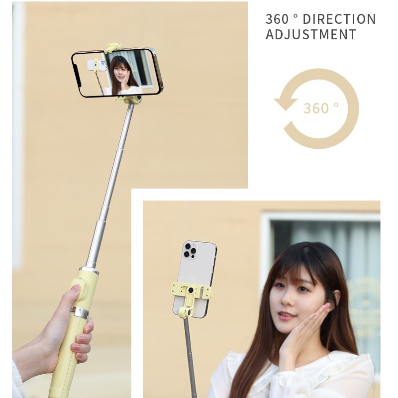 Gậy Tự Sướng Nâng Cấp 1 Mét Xoay 360 Độ Có Giá Ba Chân Không Dây Bluetooth Có Thể Gập Lại Và Điều Khiển Từ Xa 3 Màu
