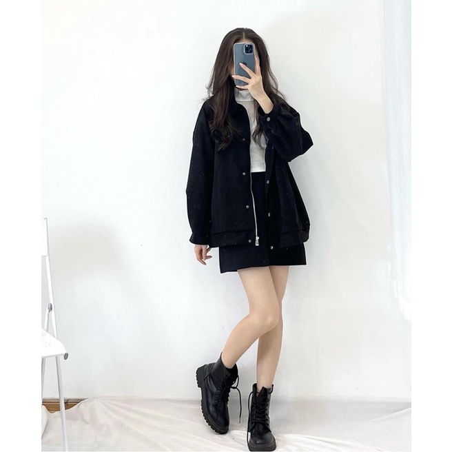 Áo khoát da lộn 2 lớp