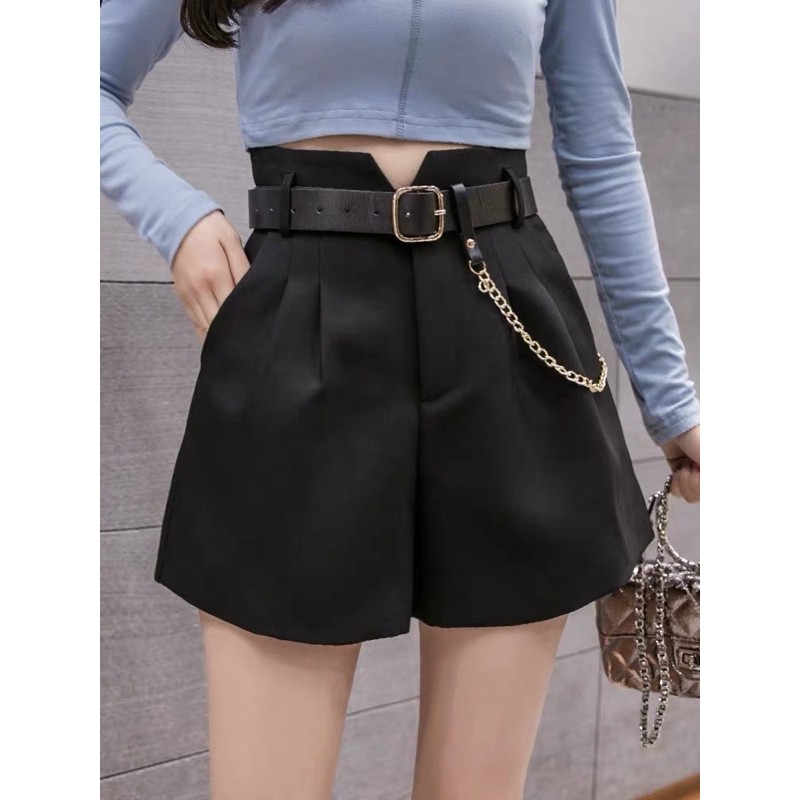Quần short nữ cạp v cạp cao ống rộng tôn dáng không kèm đai ROSA BOUTIQUE
