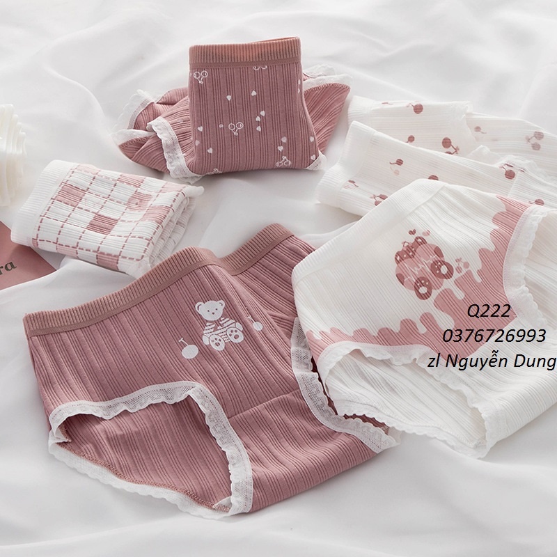 Quần Lót Nữ Cotton Kháng Khuẩn Hình Cherry Ngang Eo Thời Trang . Hàng Loại Đẹp.