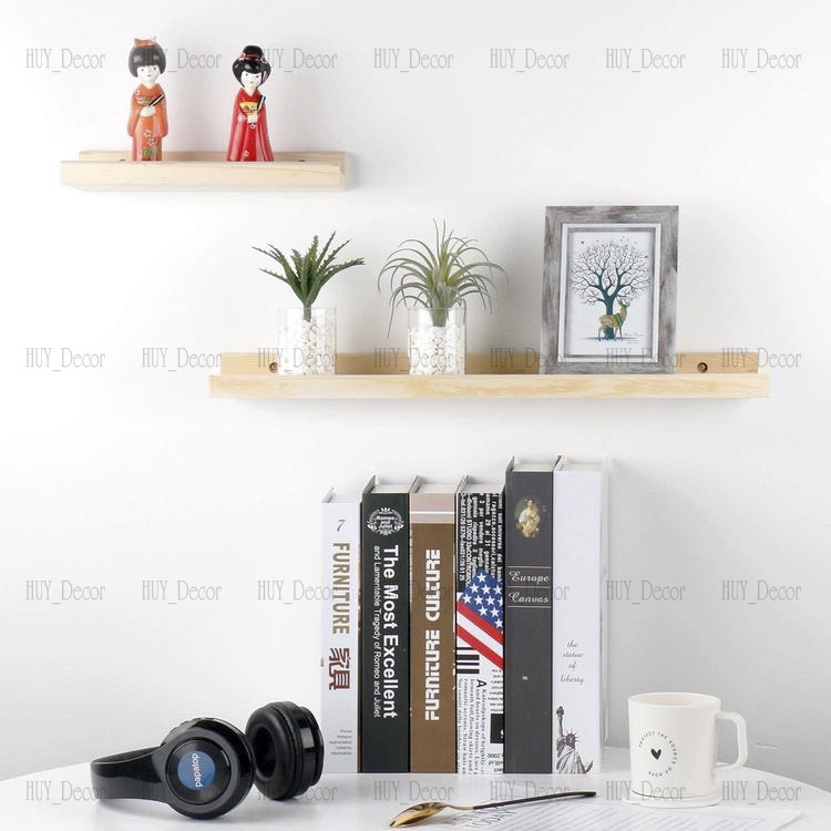 Bộ kệ gỗ treo tường thanh ngang  / Giá gắn tường decor trang trí nhà cửa bền đẹp