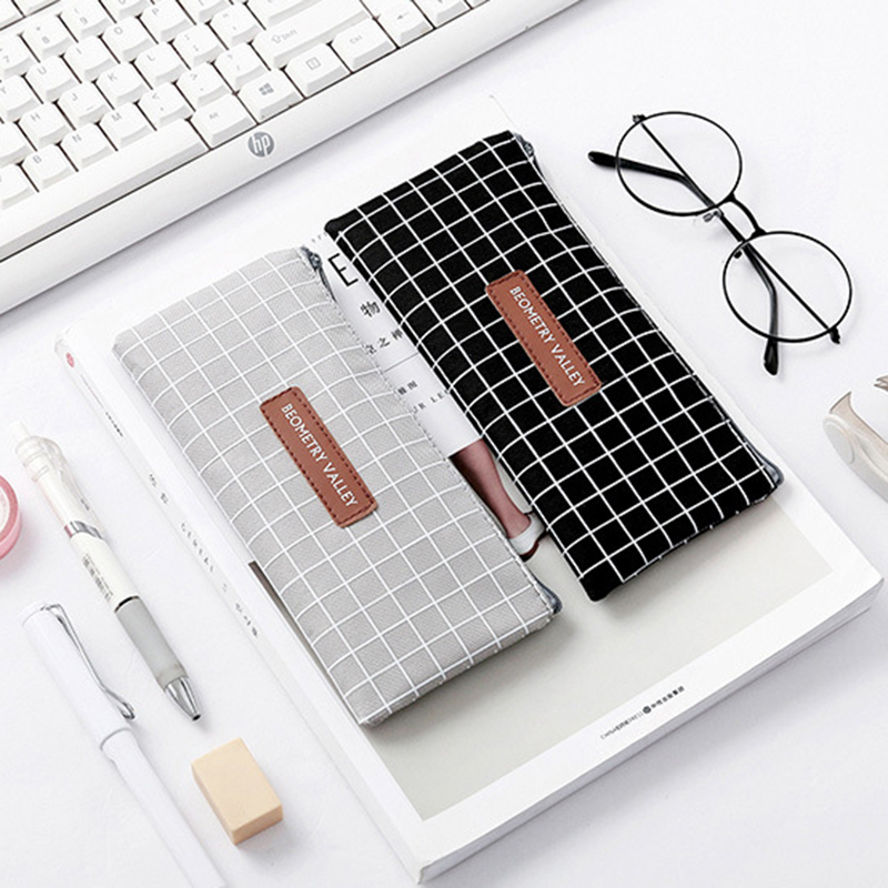 Túi đựng bút bằng vải canvas phong cách Hàn Quốc dành cho học sinh
