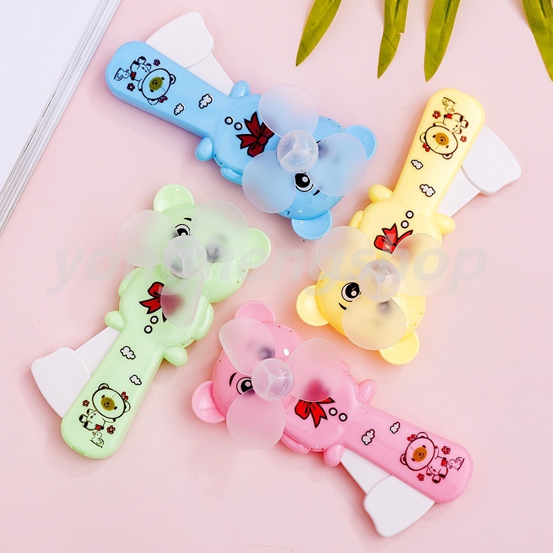 Quạt cầm tay mini thiết kế gấu hoạt hình đáng yêu