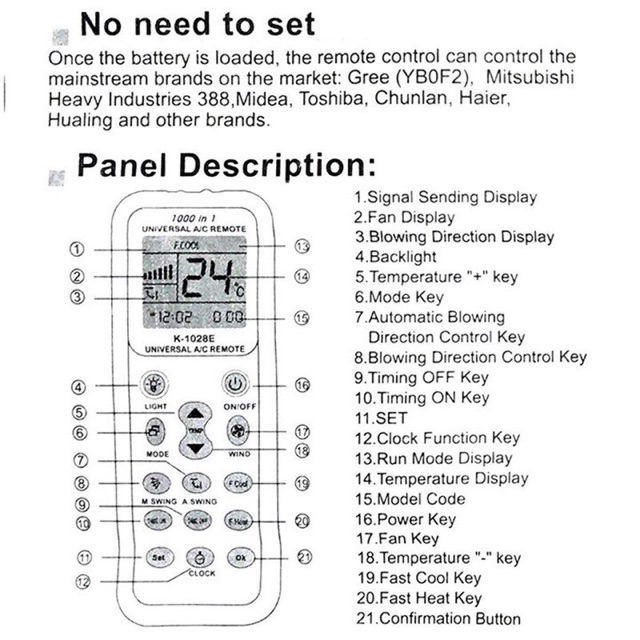 FREESHIP TỪ 99K _ Remote Máy Lạnh Đa Năng K1028E Tích Hợp Hơn 1000 Tần Số
