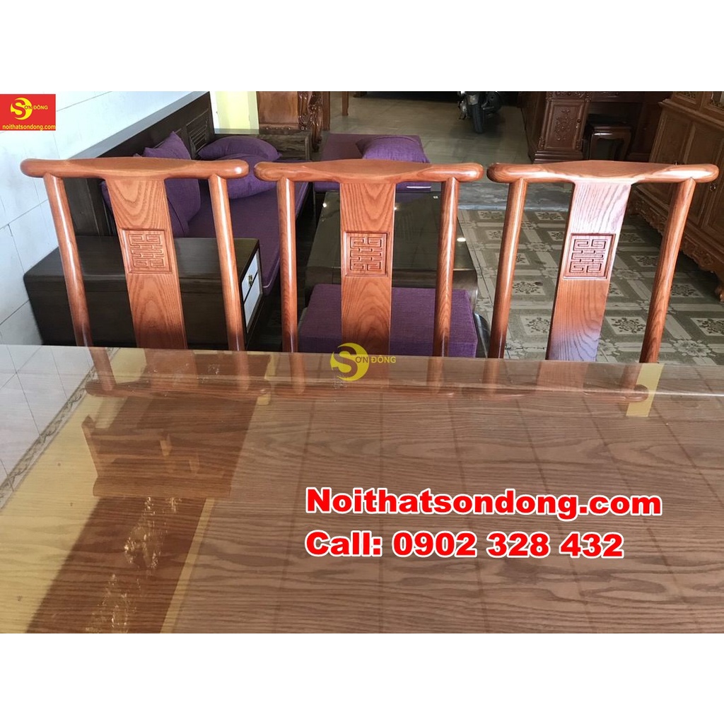 Bộ bàn ăn gỗ sồi nga 6 ghế chữ thọ bàn vuông BBA5536V