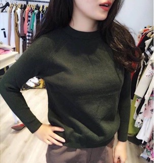 Áo len lông cừu cổ tròn
