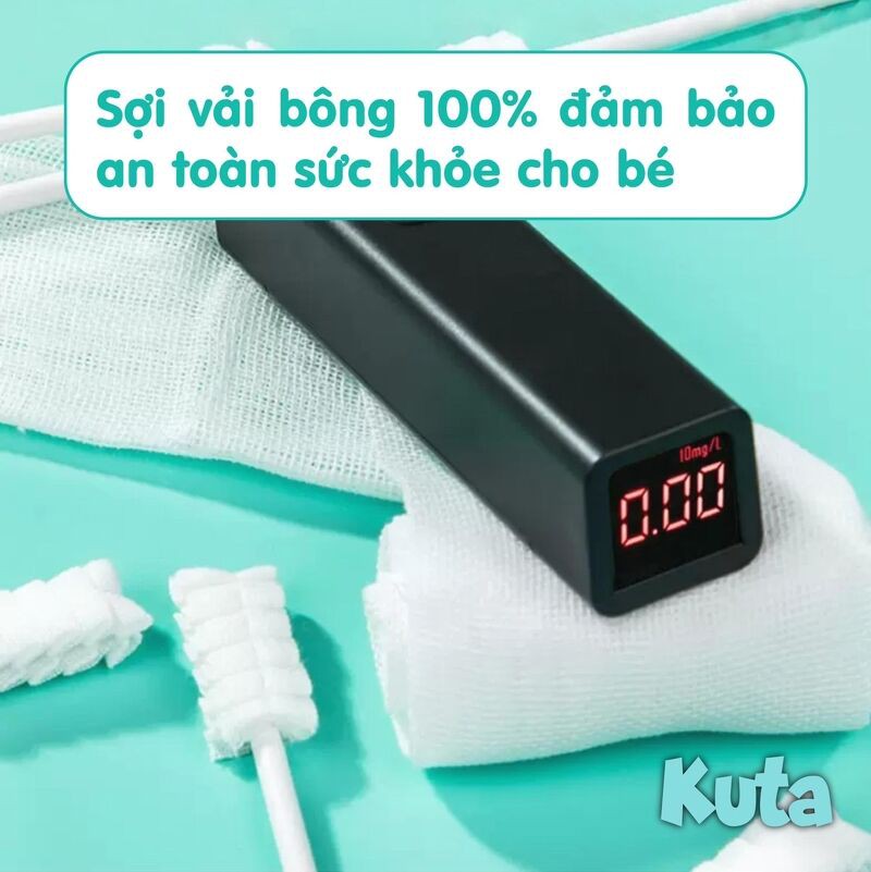 Rơ lưỡi tưa lưỡi cho bé KUTA, dệt sợi cotton 100%, mềm mại, kháng khuẩn, an toàn và sạch sẽ [Hộp 30 chiếc]