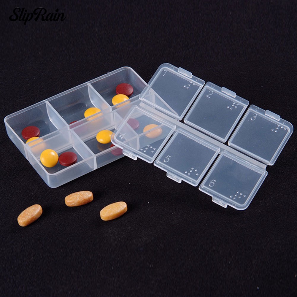 Hộp Đựng Thuốc 6 Ngăn Nhỏ Gọn Trong Suốt Tiện Dụng