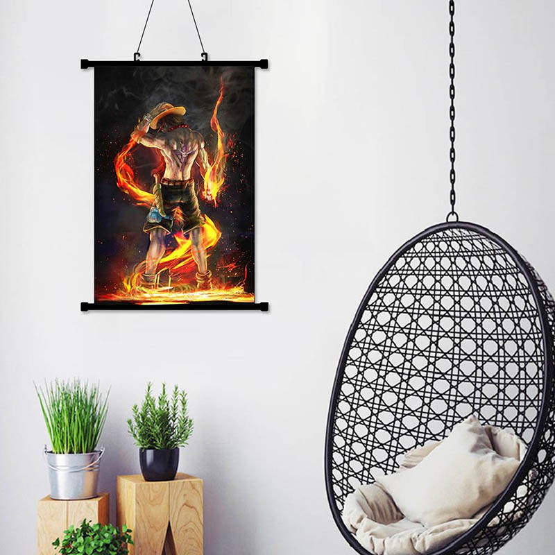 Áp phích hình nhân vật Portgas D. Ace chất liệu vải kích thước 60X90cm
