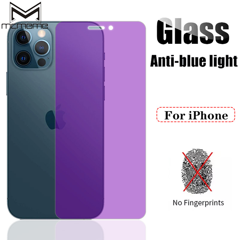 Kính cường lực chống ánh sáng xanh bảo vệ mắt cao cấp dành cho For iPhone 13 12 Mini 11 Pro X Xs Max XR 6 6s 7 8 Plus