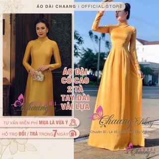 Áo dài lụa Tây Thi vàng Áo dài truyền thống may sẵn, vải áo dài co giãn form đẹp