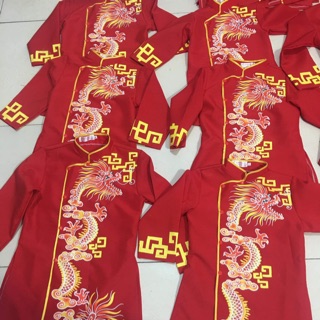 Áo dài nam vẽ rồng- áo dài đỏ chú rễ
