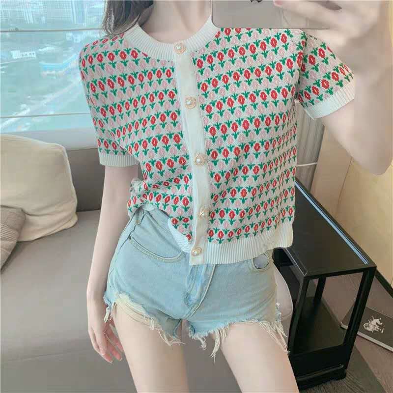 Áo Cardigan Dệt Kim Mỏng Dáng Rộng Tay Lửng Thời Trang Mùa Hè 2022 Cho Nữ