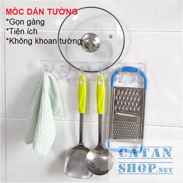 Thanh 6 móc dán tường treo đồ nhà tắm nhà bếp siêu dính siêu chịu lực, treo chìa khóa GD387-6Deo