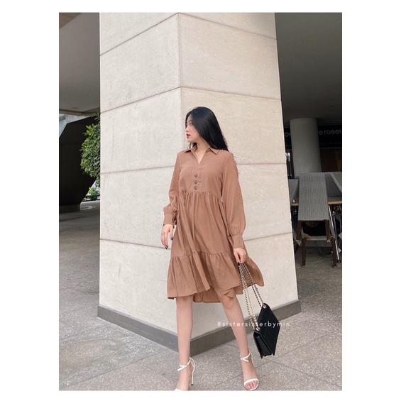 SISTERSISTER - Đầm Babydoll nâu