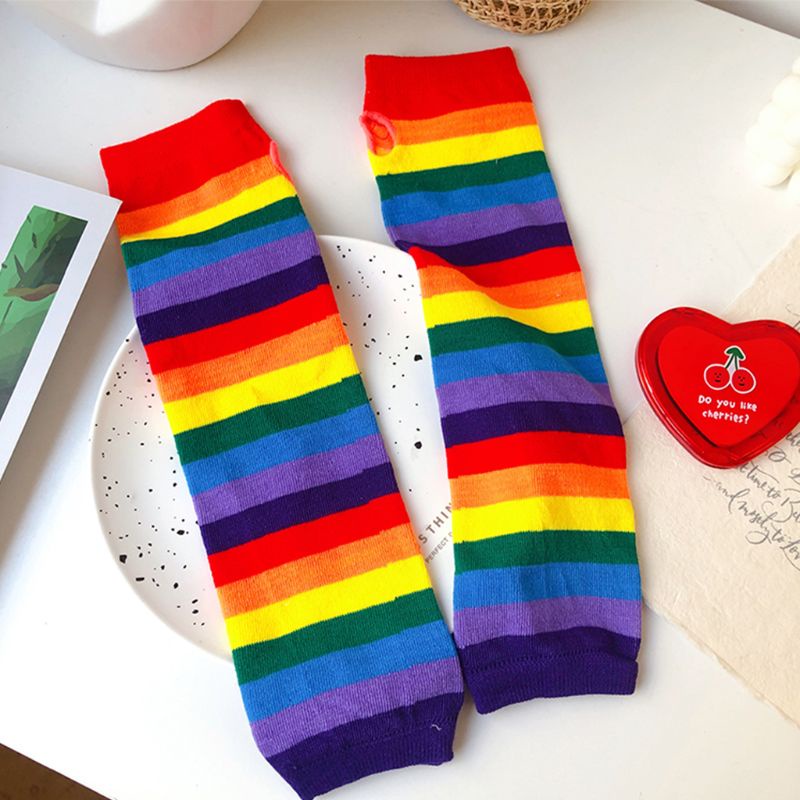 Set 3 Đôi Găng Tay Và Vớ Dài Màu Sắc Cầu Vồng Xinh Xắn Dành Cho Bé Gái