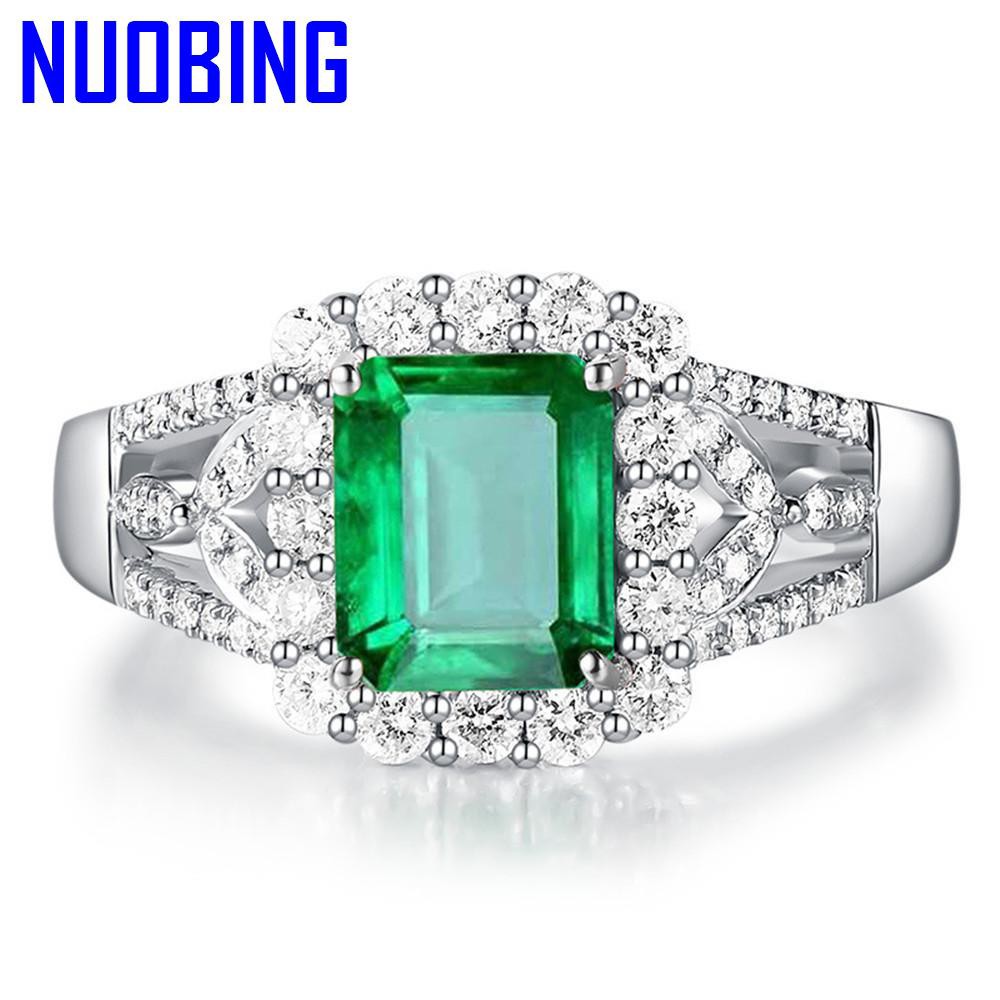 Emerald Gemstones Jade Green Crystal Rings For Women Diamonds Anillos White Gold Silver Color Luxury Jewelry Birthday Gift Bague|Rings|