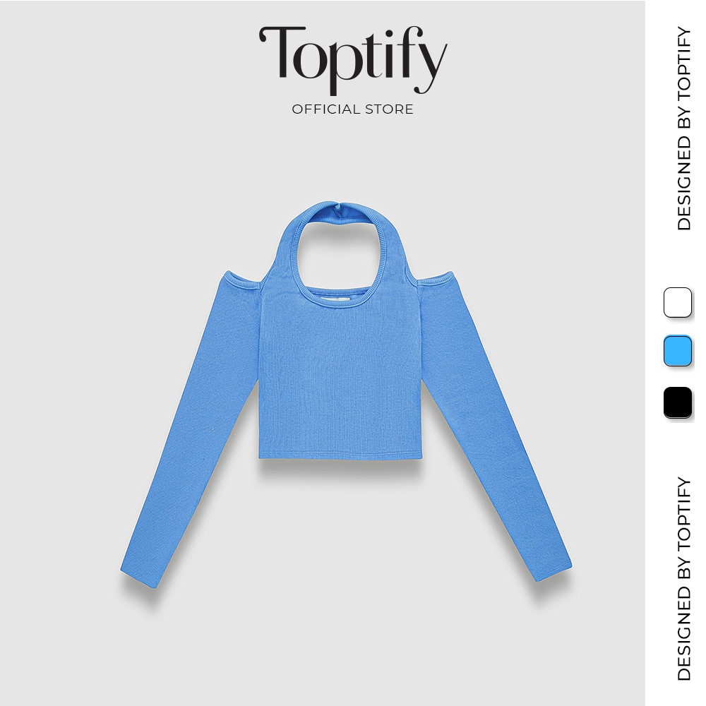 Áo croptop nữ body dài tay TOPTIFY bẹt vai yếm tròng cổ hở lưng Harlow Top AC14