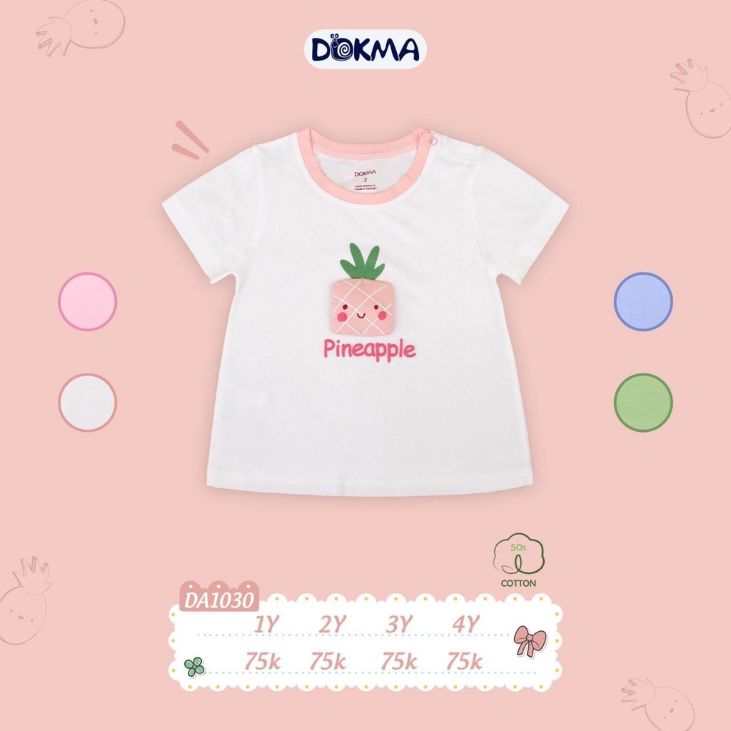 Áo cài vai cộc tay hình nổi Dokma bé trai, bé gái DA1030