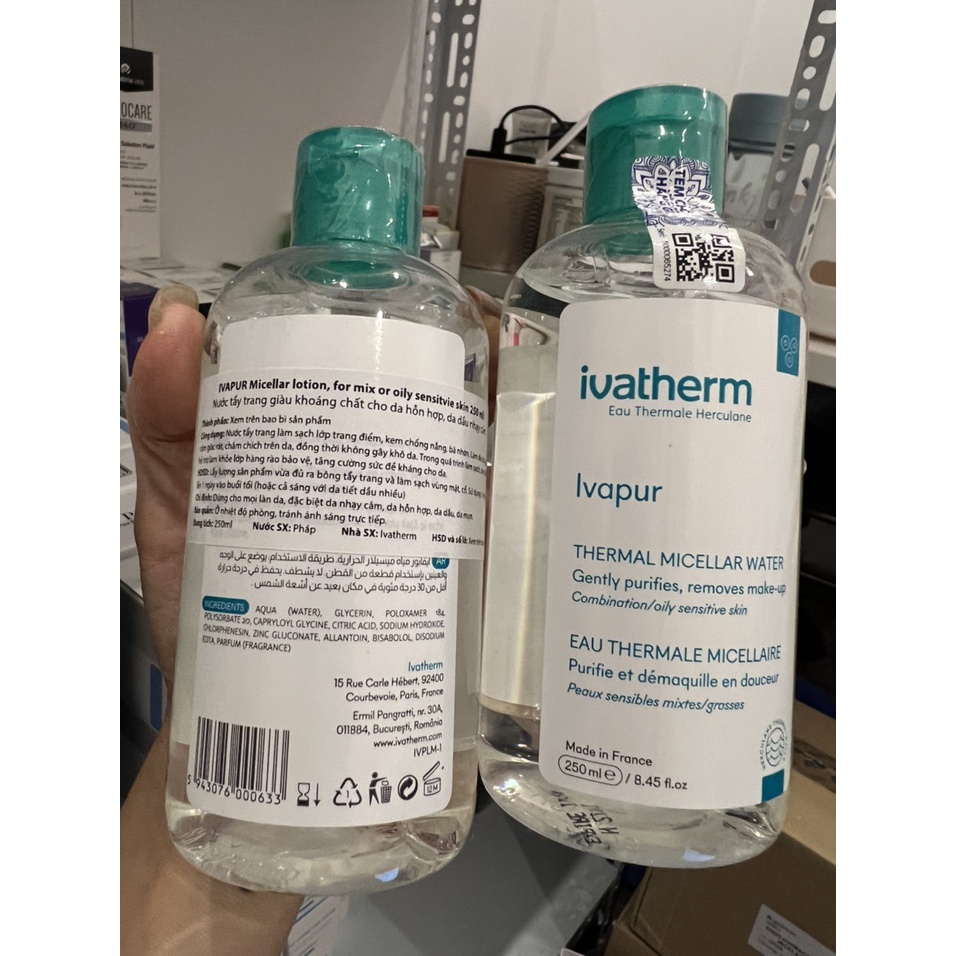 NƯỚC TẨY TRANG IVATHERM CHO DA DẦU NHẠY CẢM  250ML