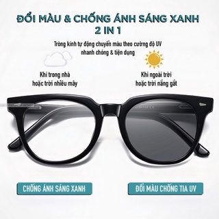 TRÒNG Kính Đổi Màu Chống Ánh Sáng Xanh UV420 Chính Hãng SINGAPORE VÀ PHÁP