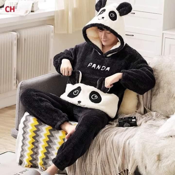 Bộ liền thân lông gấu Panda dễ thương
