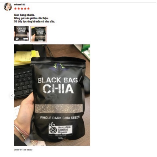 Hạt chia ❤️𝑭𝒓𝒆𝒆𝒔𝒉𝒊𝒑❤️ Hạt Chia ÚC BLACK BAG CHIA 500g.