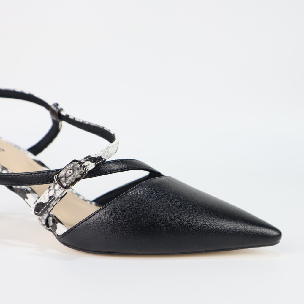 Giày sandal nữ thời trang bít mũi hở hậu quai chéo gót trụ cao 5cm Cillie 1012a