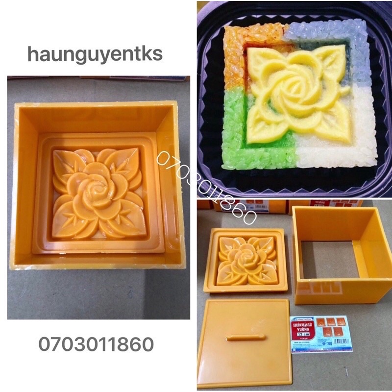 Khuôn xôi hoa mai,trái tim chữ Hỷ, Hoa sen,Phúc lộc thọ tài vuông, hoa hồng vuông - nhấn xôi, trung thu, nén cơm