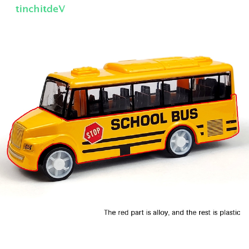 [TinchitdeV] Đồ Chơi Xe Buýt Đi Học Mô Phỏng Xe Buýt Màu Vàng Tinh Tế Với Cơ Chế Kéo Lại [