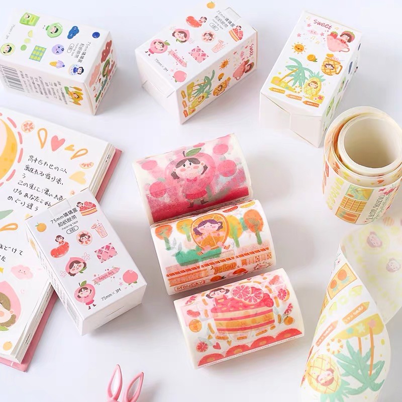 Chu kì washi tape bản rộng 7.5cm (chu kì 35cm không phải nguyên cuộn)