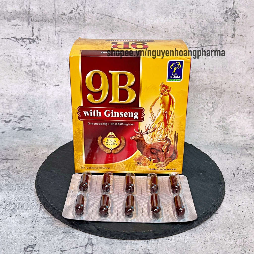 Vitamin tổng hợp 9B bổ sung nhân sâm, đông trùng hạ thảo, nhưng hươu, giúp tăng đề kháng, ngủ ngon, ăn ngon - Hộp 100v
