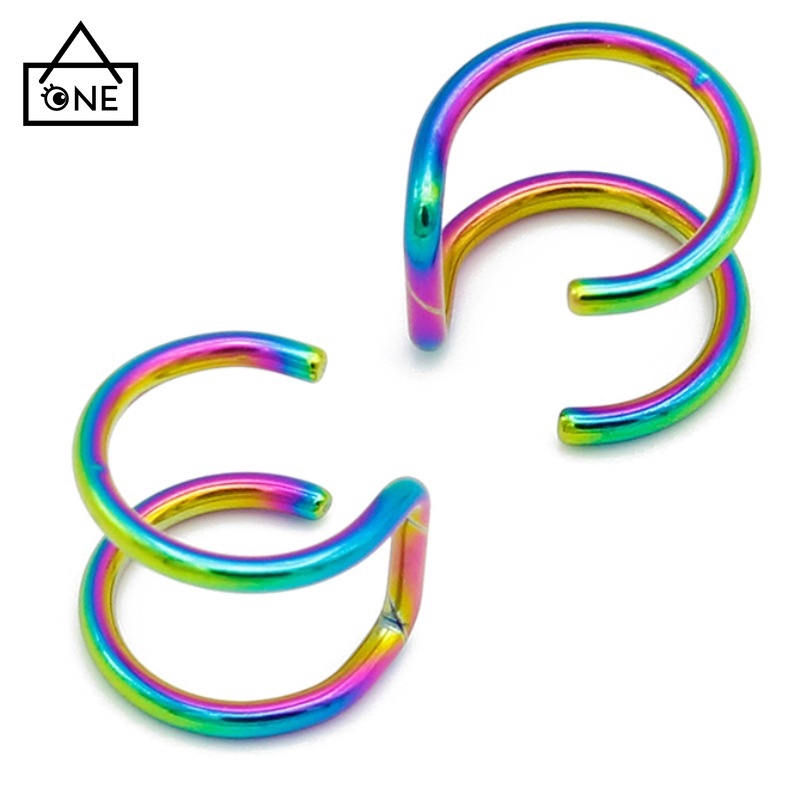 Khuyên đeo vành tai dạng đôi bằng inox cao cấp A1