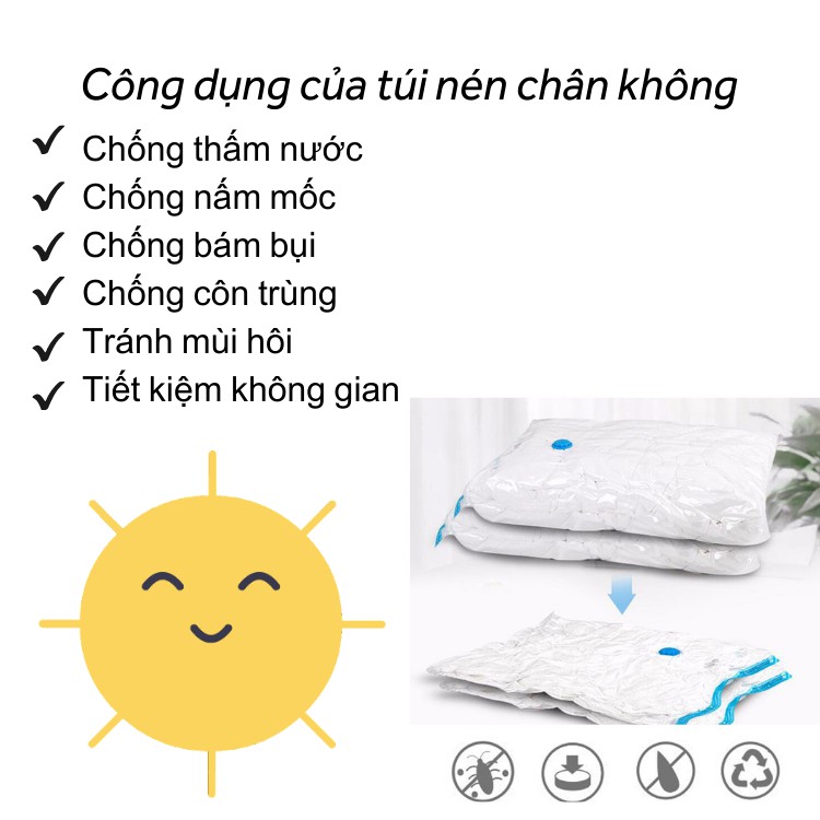 Túi Chân Không Bảo Quản Quần Áo - Túi Hút Chân Không Quần Áo - Mila store