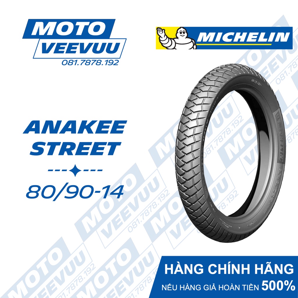 Vỏ lốp xe máy Michelin 80/90-14 TL Anakee Street (Lốp không ruột)