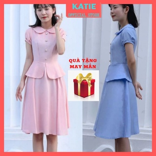 THANH LÝ - Đầm Công Sở KATIE Thiết Kế Xẻ Tà Dáng Xoè Chất Cotton Thái Cao Cấp