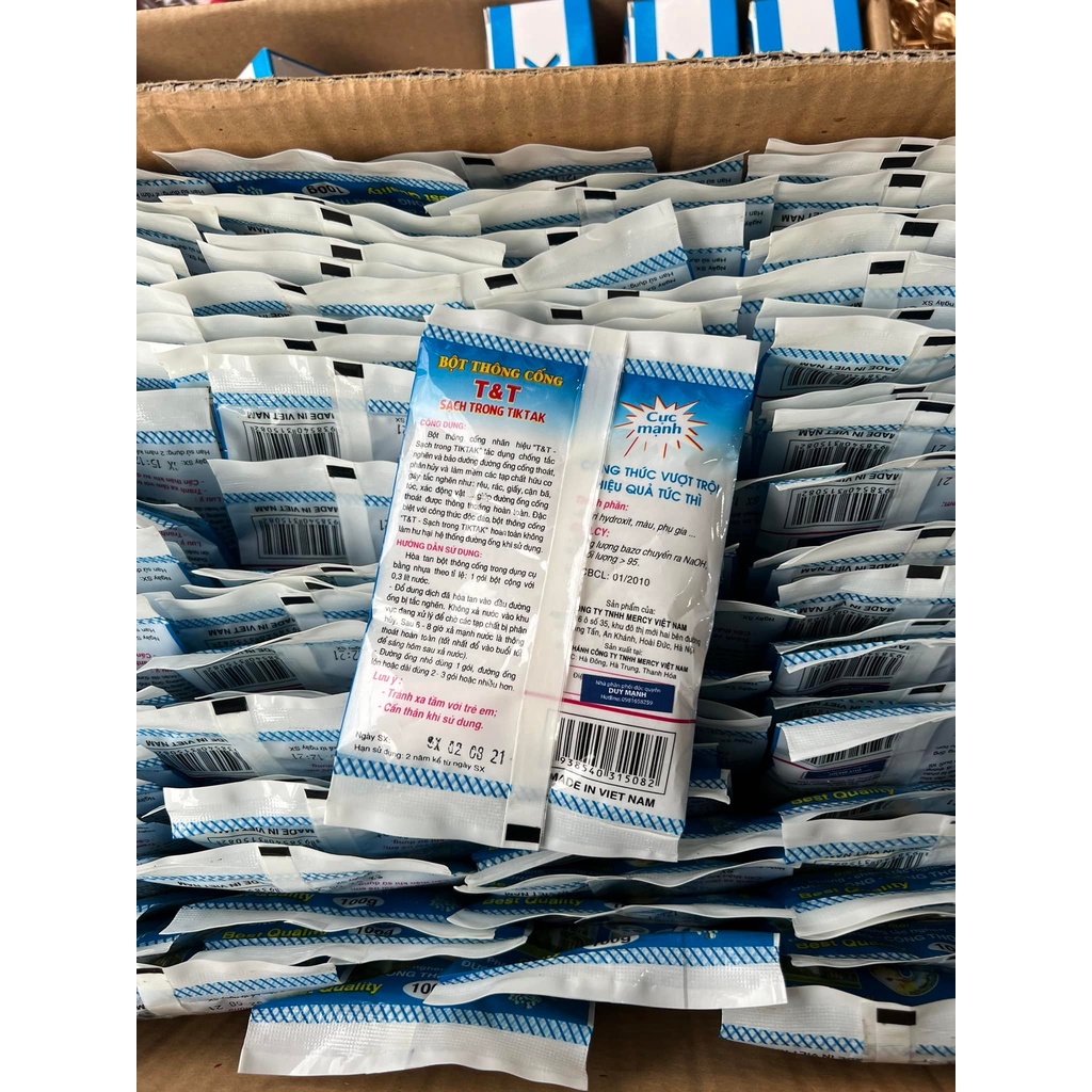 Bột thông tắc cống cực mạnh gói 100g, thông bồn cầu, bồn rửa bát, cống thoát nước...