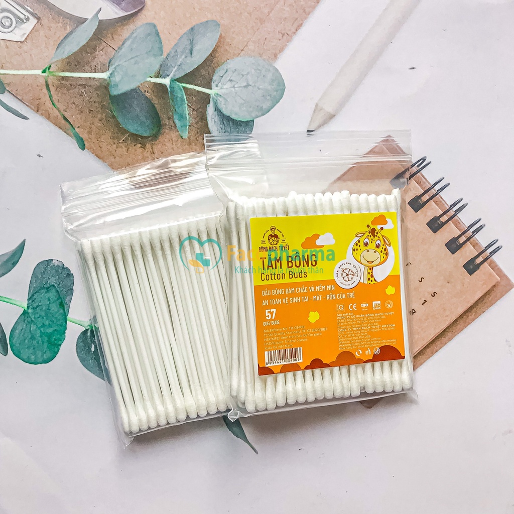 Tăm bông trẻ em bông bạch tuyết mềm mại an toàn vệ sinh tai mắt rốn của trẻ