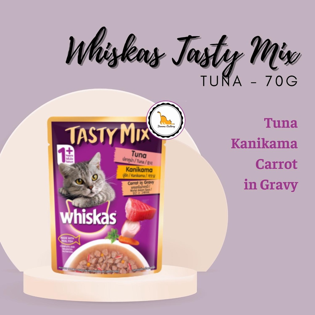 WHISKAS TASTY MIX - PATE CHO MÈO WHISKAS HƯƠNG VỊ THƠM NGON NHẬP KHẨU THÁI LAN GÓI 70g