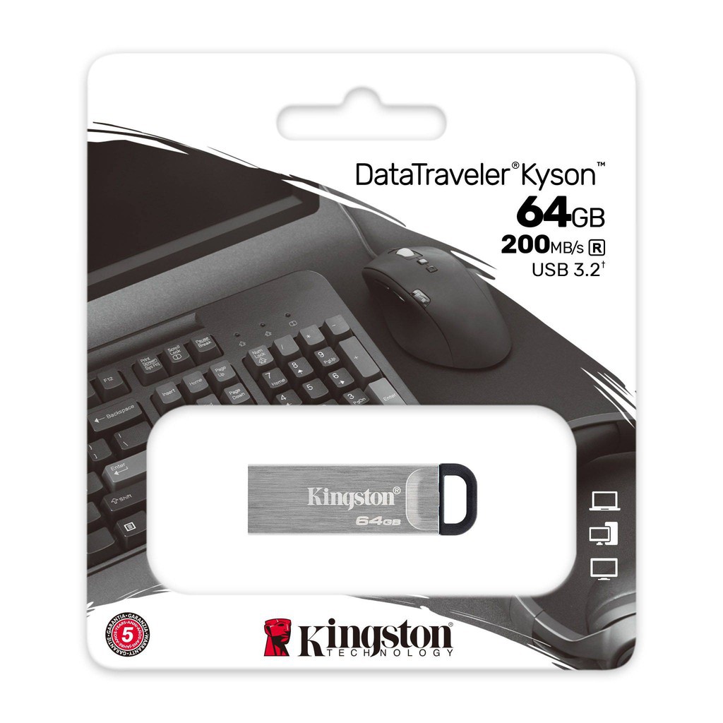 USB 3.2 Gen 1 Kingston DataTraveler Kyson 64Gb vỏ kim loại thời trang DTKN/64GB 200MB/s