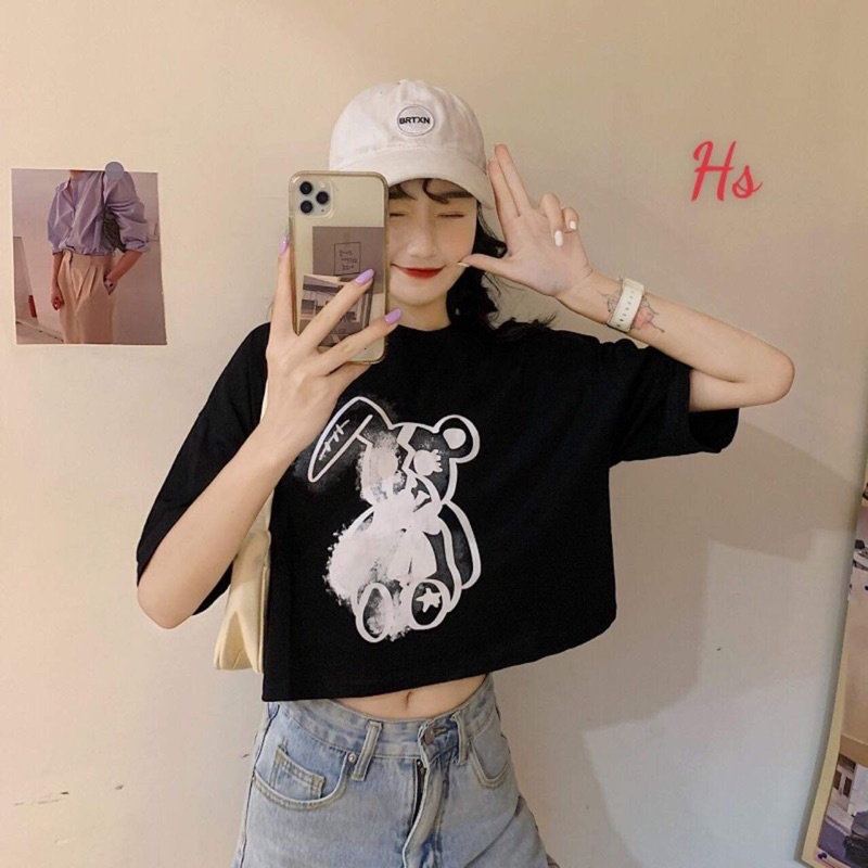 Áo croptop in gấu tai dài HSU1