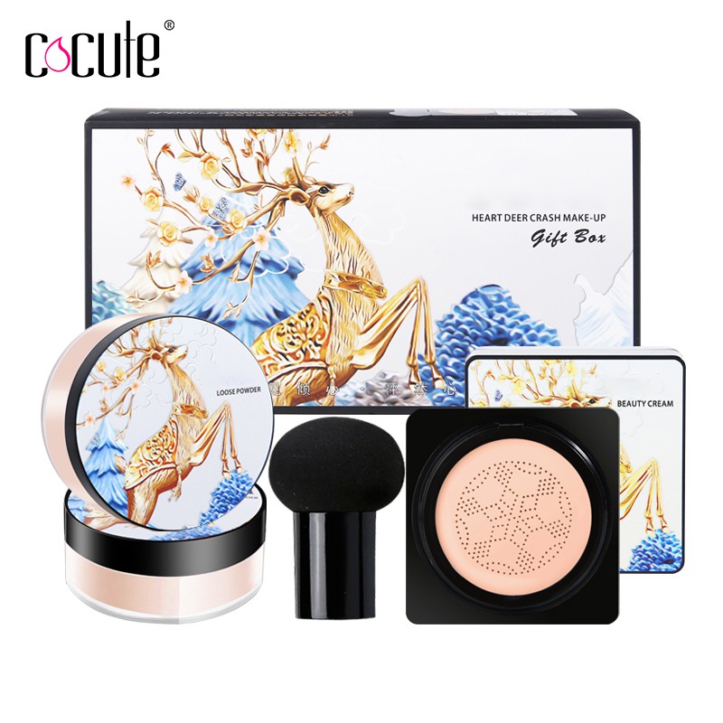 Bộ sản phẩm trang điểm kèm mút hình nấm thoáng khí tự nhiên hãng COCUTE | BigBuy360 - bigbuy360.vn